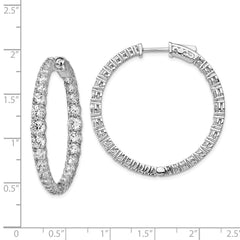 QE13012 Sterling Shimmer Sterling Silver Rhodium-plated 64 Stone 1.7-4mm Graduated CZ In and Out Round Hinged Hoop Earrings