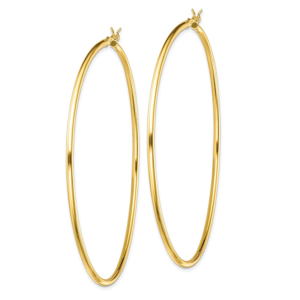QE13131 Sterling Silver Gold-Tone Polished 2x70mm Hoop Earrings