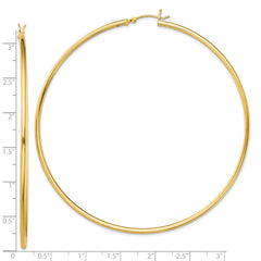 QE13133 Sterling Silver Gold-Tone Polished 2x80mm Hoop Earrings