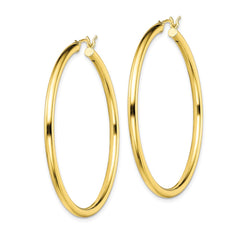 QE13136 Sterling Silver Gold-Tone Polished 2x45mm Hoop Earrings