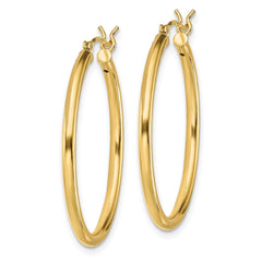 QE13139 Sterling Silver Gold-Tone Polished 2x30mm Hoop Earrings