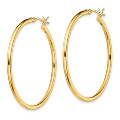 QE13140 Sterling Silver Gold-Tone Polished 2x40mm Hoop Earrings