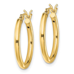 QE13142 Sterling Silver Gold-Tone Polished 2x20mm Hoop Earrings