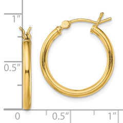 QE13142 Sterling Silver Gold-Tone Polished 2x20mm Hoop Earrings