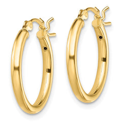 QE13144 Sterling Silver Gold-Tone Polished 2x18mm Hoop Earrings