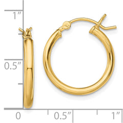 QE13144 Sterling Silver Gold-Tone Polished 2x18mm Hoop Earrings