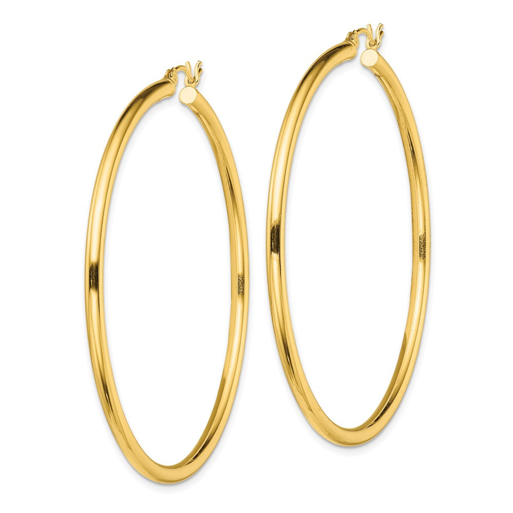 QE13148 Sterling Silver Gold-Tone Polished 2.5x55mm Hoop Earrings