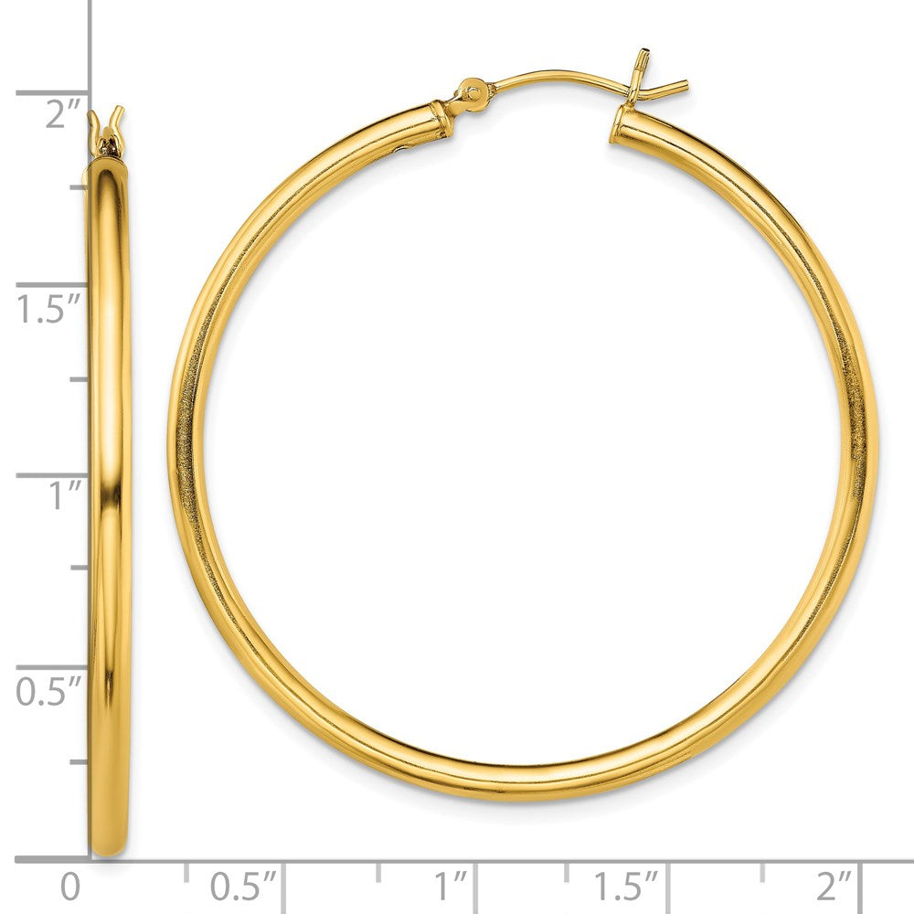 QE13150 Sterling Silver Gold-Tone Polished 2.5x45mm Hoop Earrings