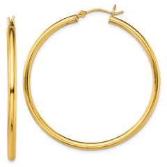 QE13150 Sterling Silver Gold-Tone Polished 2.5x45mm Hoop Earrings