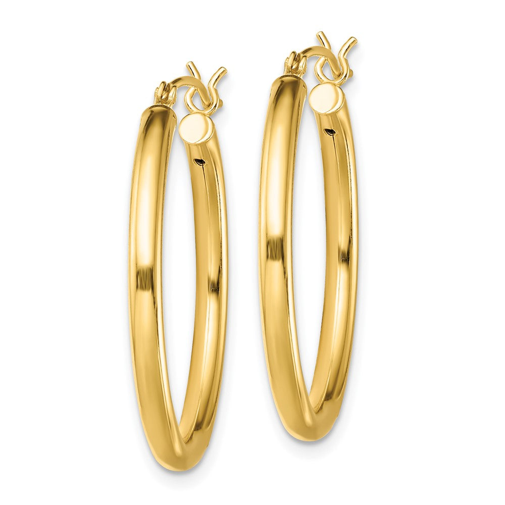 QE13152 Sterling Silver Gold-Tone Polished 2.5x28mm Hoop Earrings