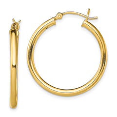 QE13152 Sterling Silver Gold-Tone Polished 2.5x28mm Hoop Earrings
