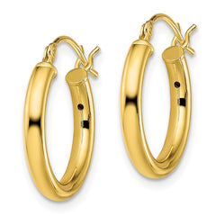 QE13154 Sterling Silver Gold-Tone Polished 2.5x18mm Hoop Earrings