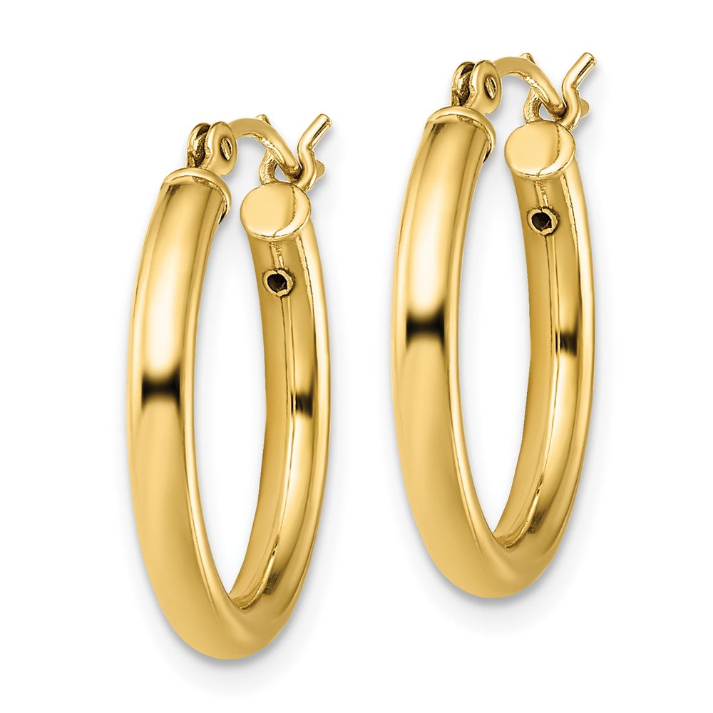 QE13155 Sterling Silver Gold-Tone Polished 2.5x20mm Hoop Earrings