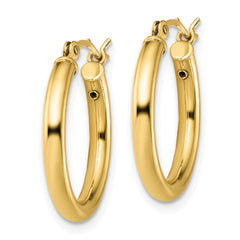 QE13155 Sterling Silver Gold-Tone Polished 2.5x20mm Hoop Earrings