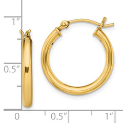 QE13155 Sterling Silver Gold-Tone Polished 2.5x20mm Hoop Earrings