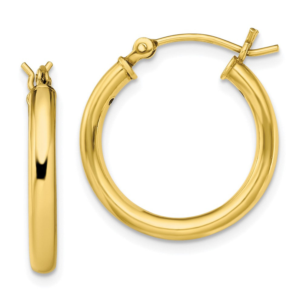 QE13155 Sterling Silver Gold-Tone Polished 2.5x20mm Hoop Earrings