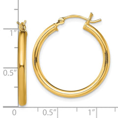 QE13156 Sterling Silver Gold-Tone Polished 2.5x25mm Hoop Earrings