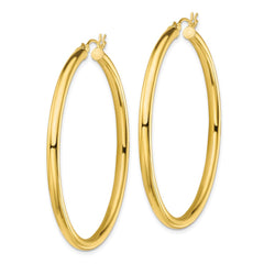 QE13160 Sterling Silver Gold-Tone Polished 3x50mm Hoop Earrings