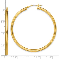 QE13160 Sterling Silver Gold-Tone Polished 3x50mm Hoop Earrings