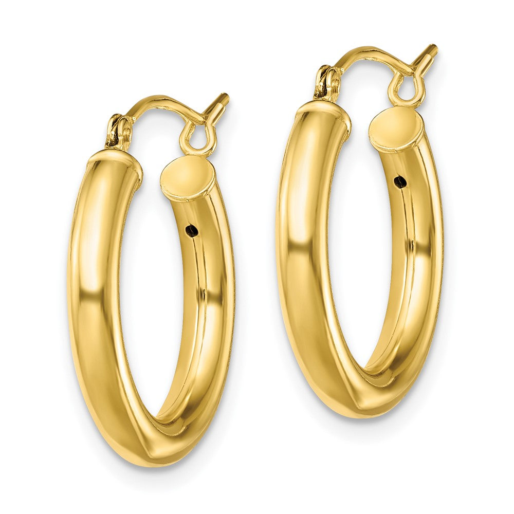 QE13163 Sterling Silver Gold-Tone Polished 3x20mm Hoop Earrings