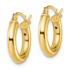 QE13166 Sterling Silver Gold-Tone Polished 3x15mm Hoop Earrings