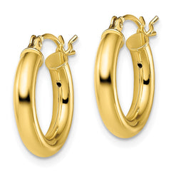 QE13168 Sterling Silver Gold-Tone Polished 3x16mm Hoop Earrings