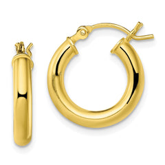 QE13168 Sterling Silver Gold-Tone Polished 3x16mm Hoop Earrings