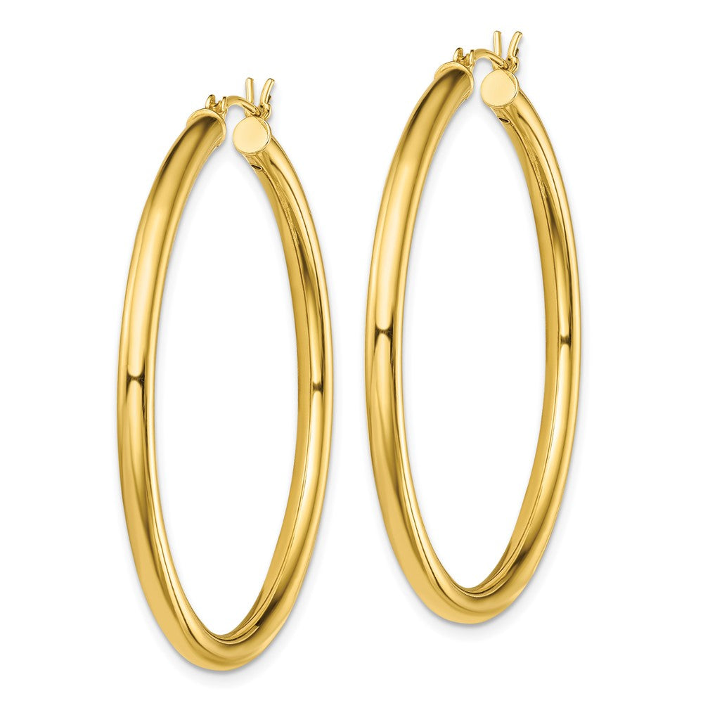 QE13169 Sterling Silver Gold-Tone Polished 3x45mm Hoop Earrings