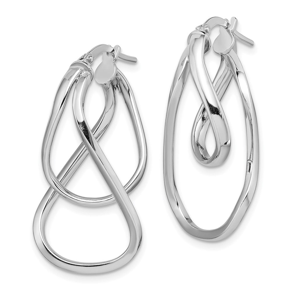 QE13177 Sterling Silver Rhodium-plated Double Twisted Hoop Earrings