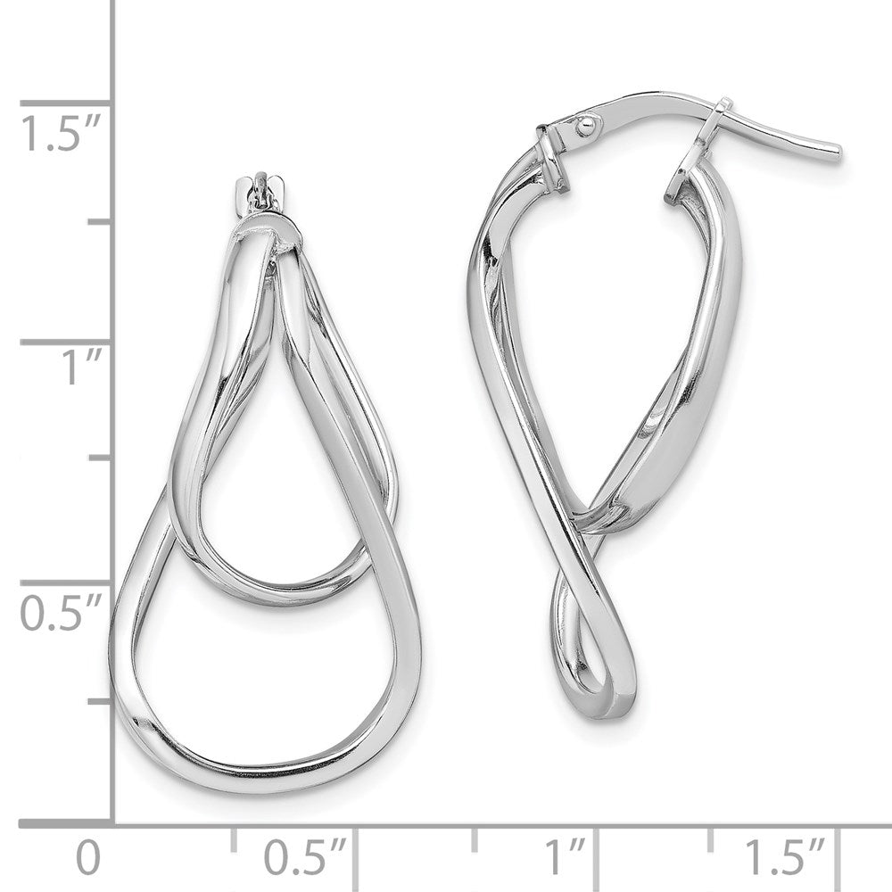 QE13177 Sterling Silver Rhodium-plated Double Twisted Hoop Earrings