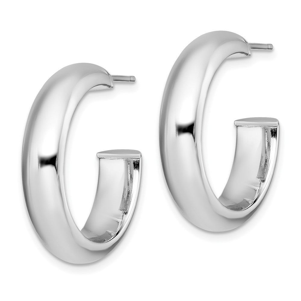 QE13208 Sterling Silver Rhodium-plated Polished 6mm Post Hoops