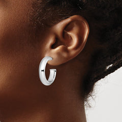 QE13208 Sterling Silver Rhodium-plated Polished 6mm Post Hoops