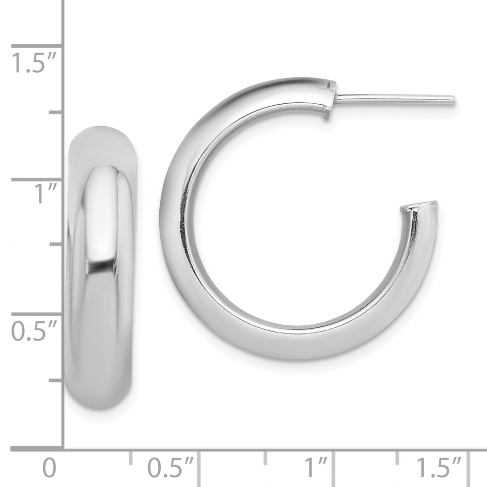 QE13208 Sterling Silver Rhodium-plated Polished 6mm Post Hoops