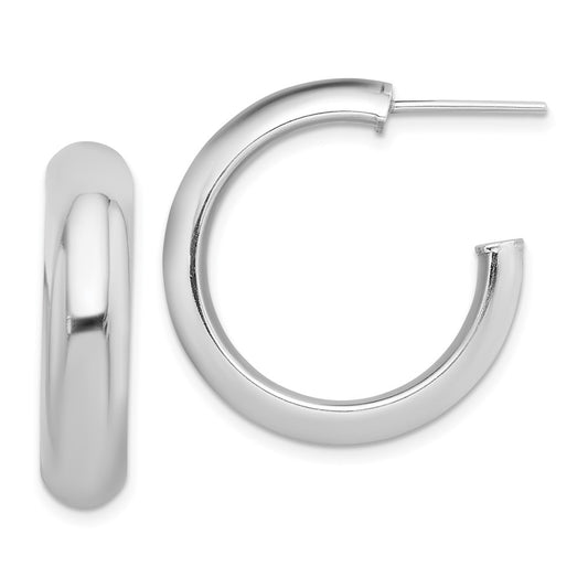 QE13208 Sterling Silver Rhodium-plated Polished 6mm Post Hoops