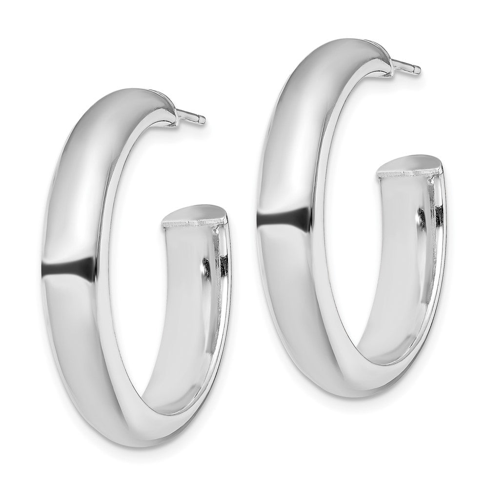 QE13209 Sterling Silver Rhodium-plated Polished 6mm Post Hoops