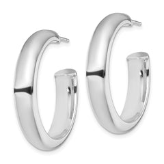 QE13209 Sterling Silver Rhodium-plated Polished 6mm Post Hoops