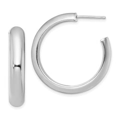 QE13209 Sterling Silver Rhodium-plated Polished 6mm Post Hoops