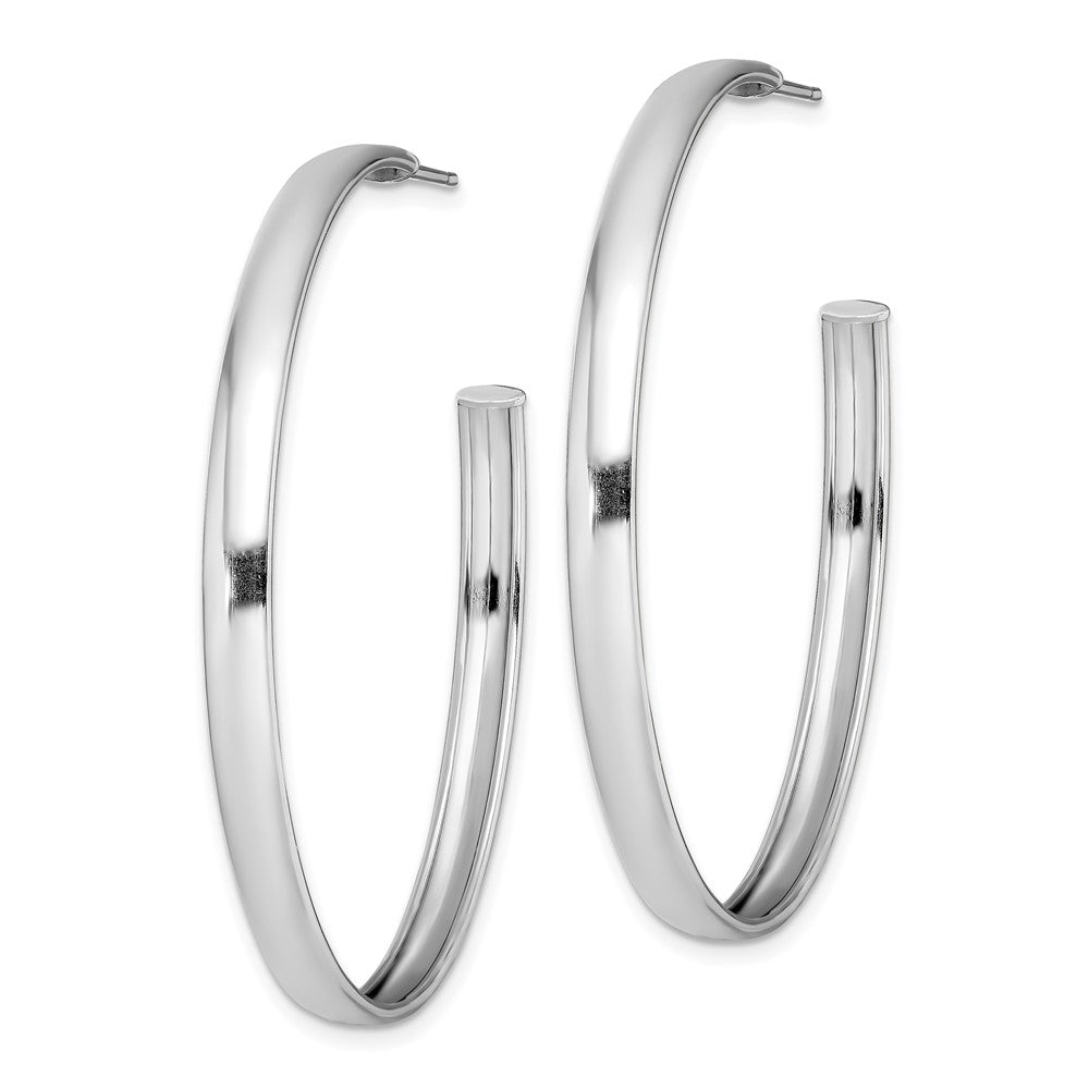 QE13214 Sterling Silver Rhodium-plated Polished 3.8mm Post Hoops