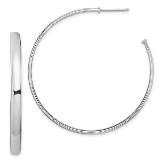 QE13214 Sterling Silver Rhodium-plated Polished 3.8mm Post Hoops