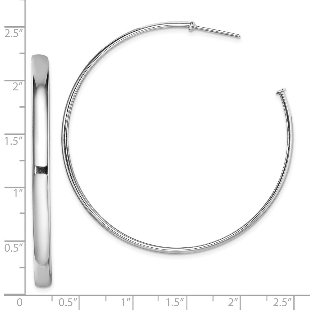 QE13215 Sterling Silver Rhodium-plated Polished 3.8mm Post Hoops