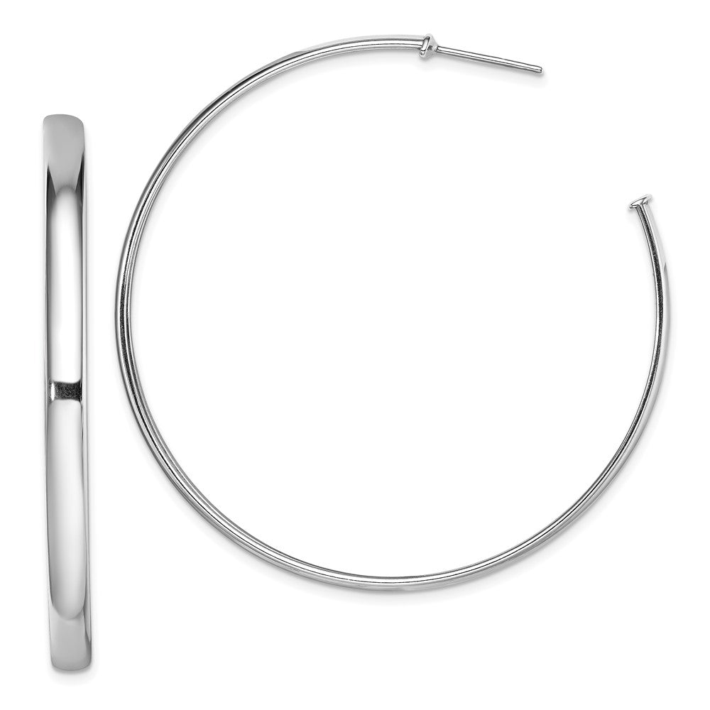 QE13215 Sterling Silver Rhodium-plated Polished 3.8mm Post Hoops