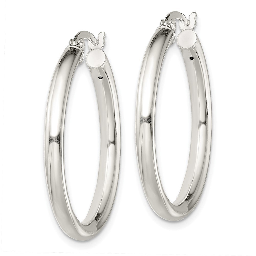 QE13241 Sterling Silver Polished 3.5mm Round Hoop Earrings