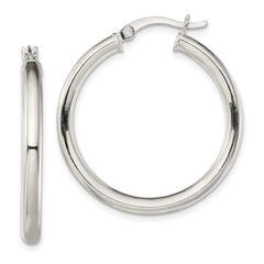 QE13241 Sterling Silver Polished 3.5mm Round Hoop Earrings