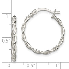 QE13242 Sterling Silver Polished Braided Hoop Earrings