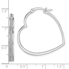 QE13279 Sterling Silver RH-plated Enamel Glitter Fabric Heart Shaped Hoop Earrings
