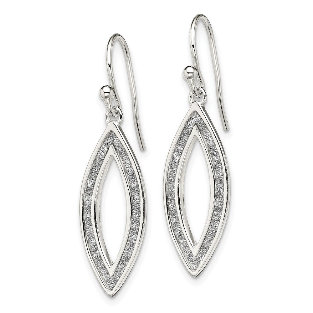 QE13290 Sterling Silver Polished Enamel Glitter Fabric Marquise Dangle Earrings