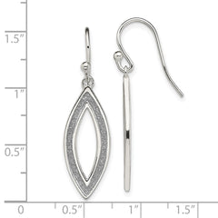 QE13290 Sterling Silver Polished Enamel Glitter Fabric Marquise Dangle Earrings