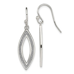 QE13290 Sterling Silver Polished Enamel Glitter Fabric Marquise Dangle Earrings