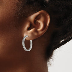 QE13307 Sterling Silver Antiqued Large Zig Zag Hoop Post Earrings