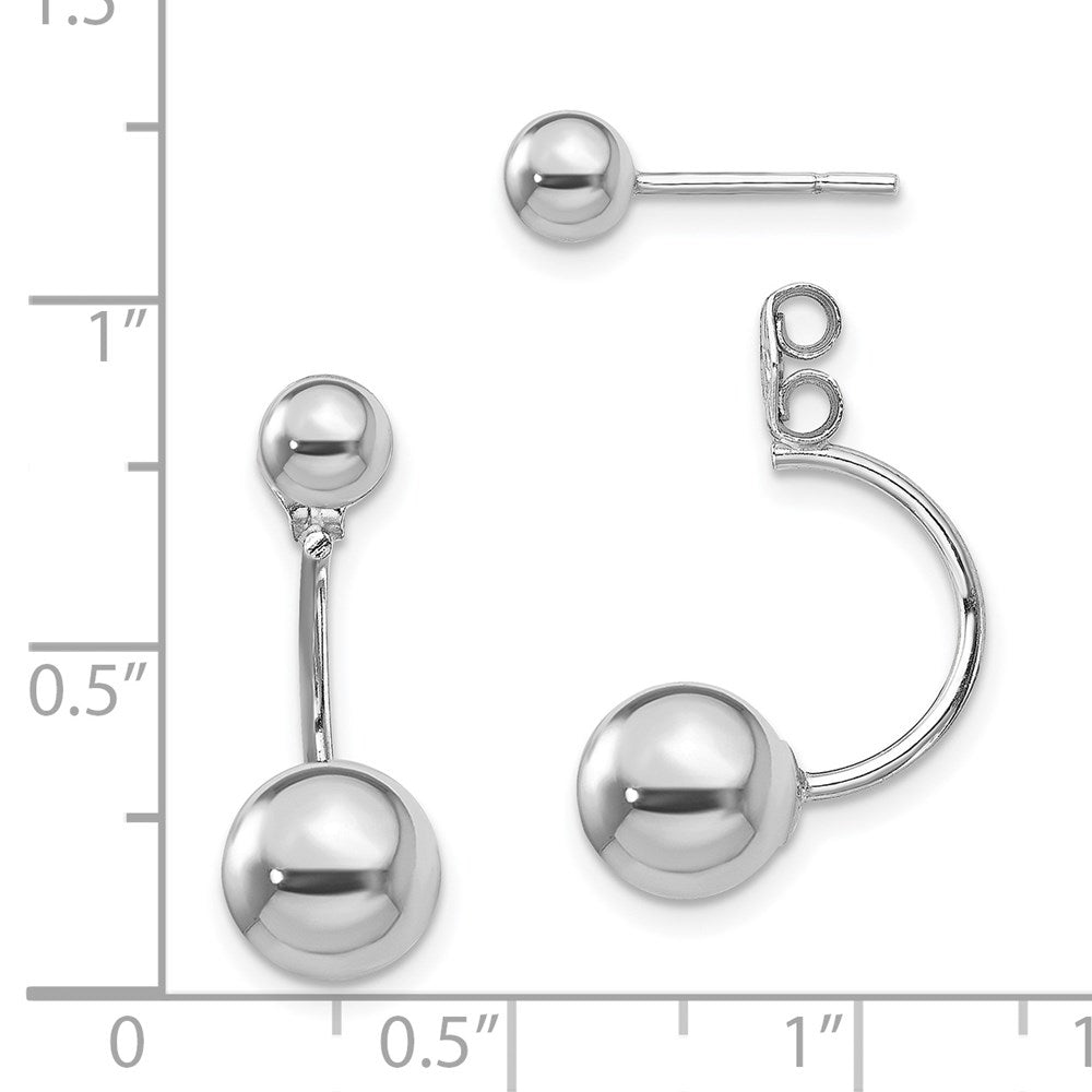 QE13314 Sterling Silver Rhodium-plated Front and Back Ball Post Earrings
